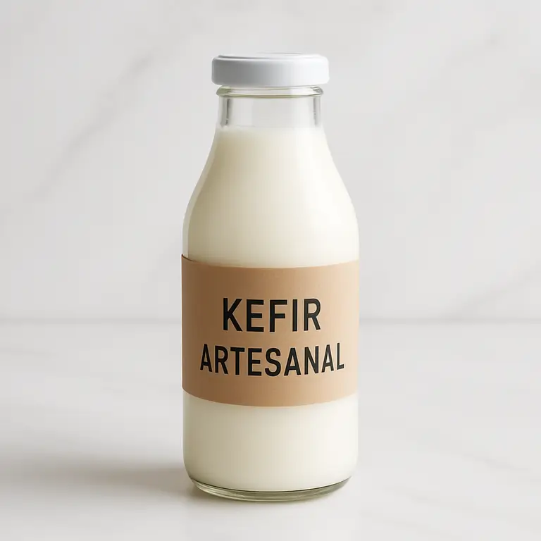 Kefir natural tradicional artesanal em frasco de vidro - 100% puro sem conservantes cremoso levemente ácido com probióticos vivos ativos frescos