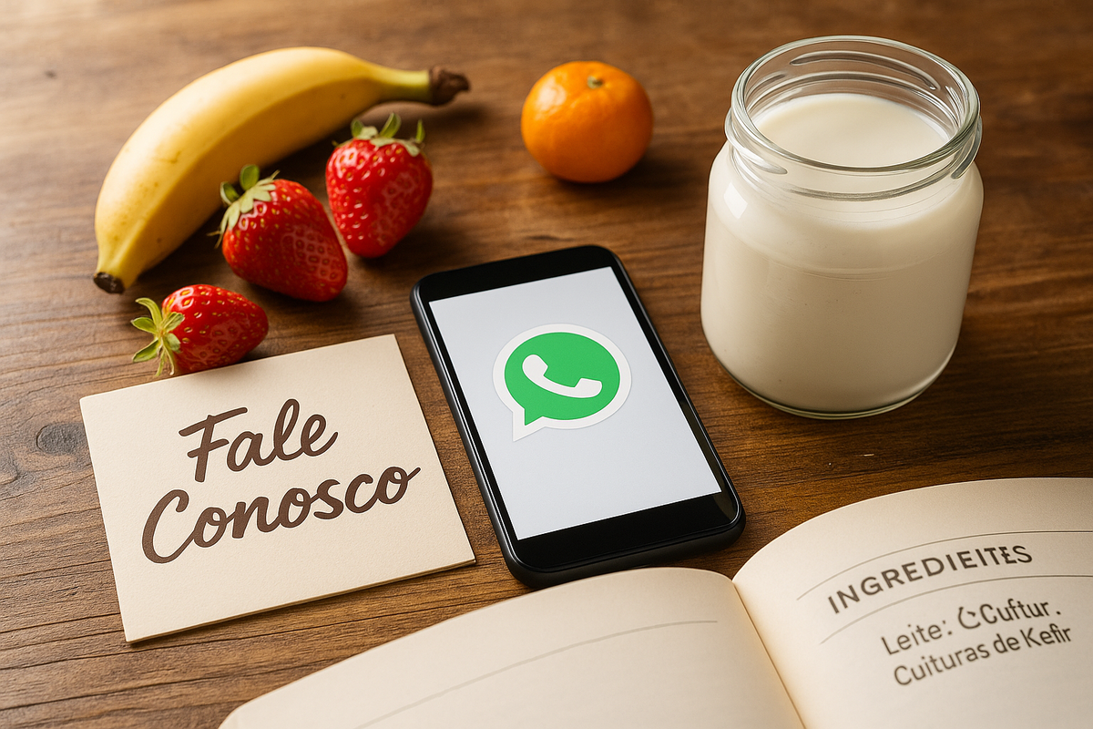 Fale conosco Kefir da Mae - pedidos por WhatsApp e email, entrega em Brasília, kefir artesanal fresco com ingredientes naturais